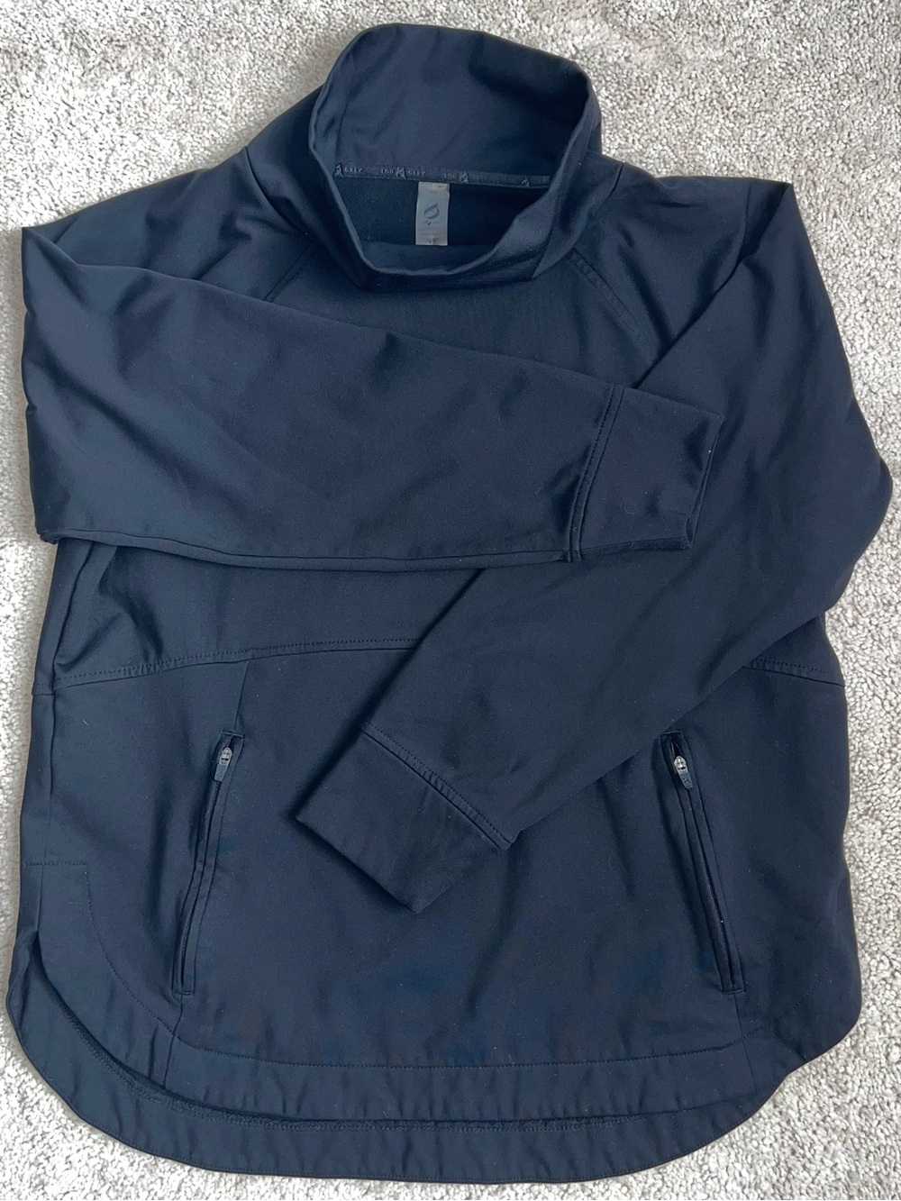 Lou & Grey Women’s XS Black Funnel Neck Active Pullover with Zip Pockets